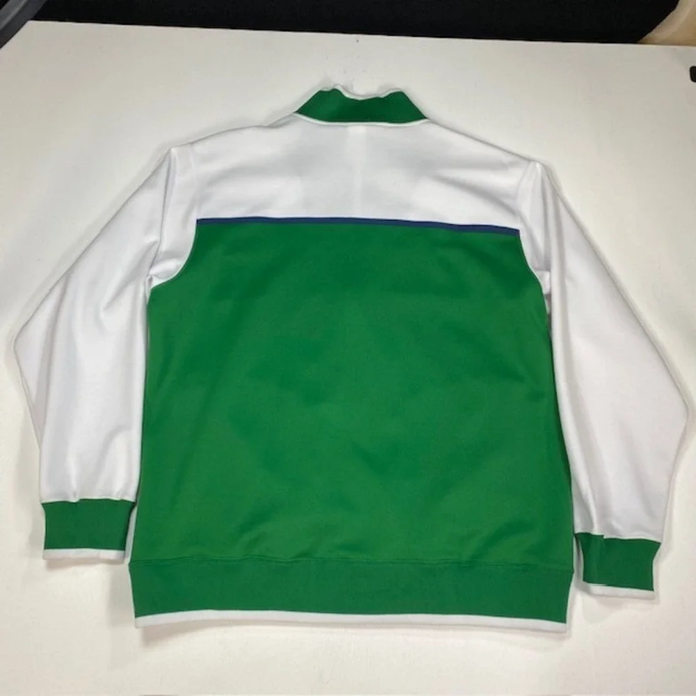 The North Face Mens XL Colorblock Track Jacket Green White Full Zip‎ Mock Neck
